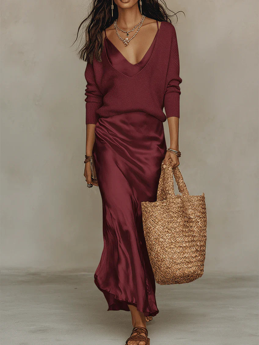 MIDI DRESS + SWEATER