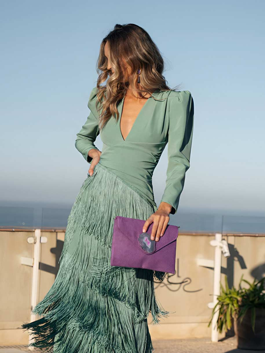 Sage Fringe Dress