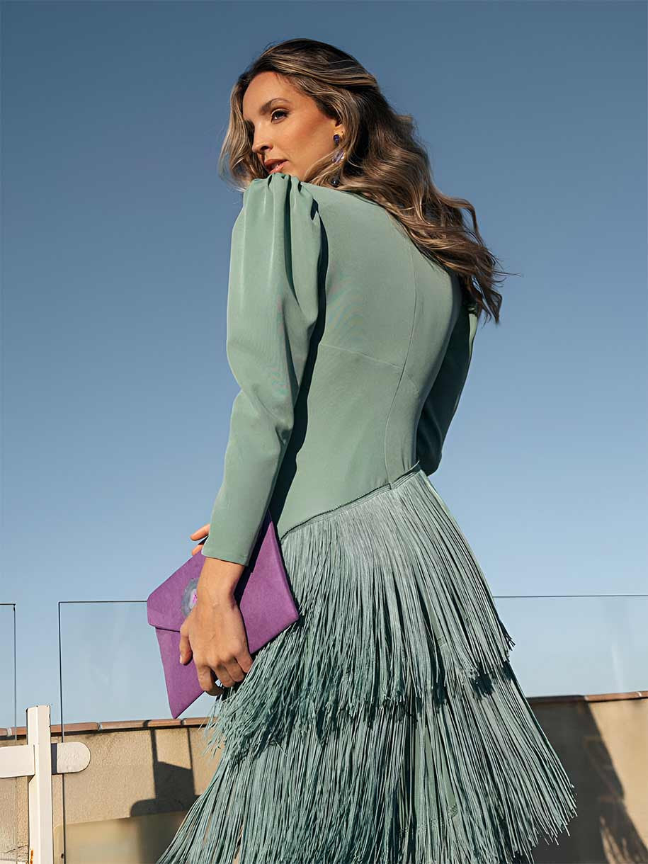 Sage Fringe Dress