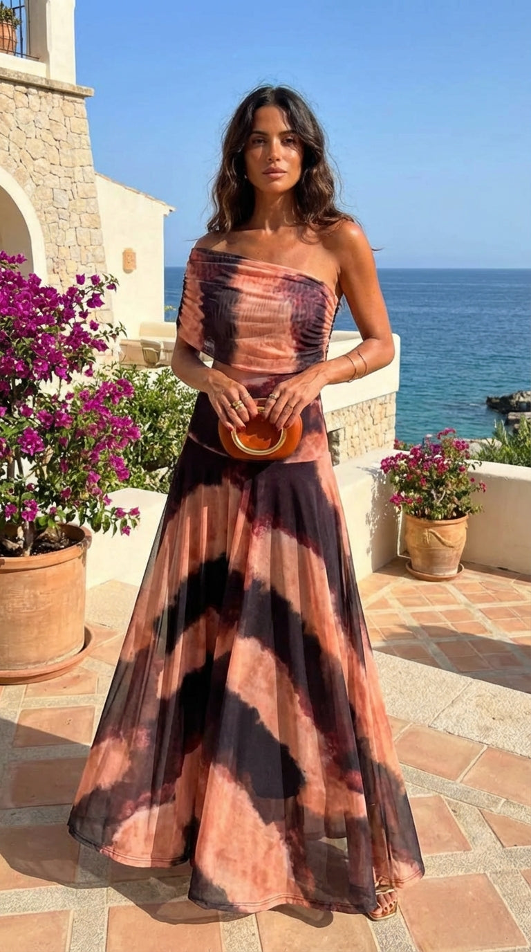 Orange and Brown Printed Toledo Dress