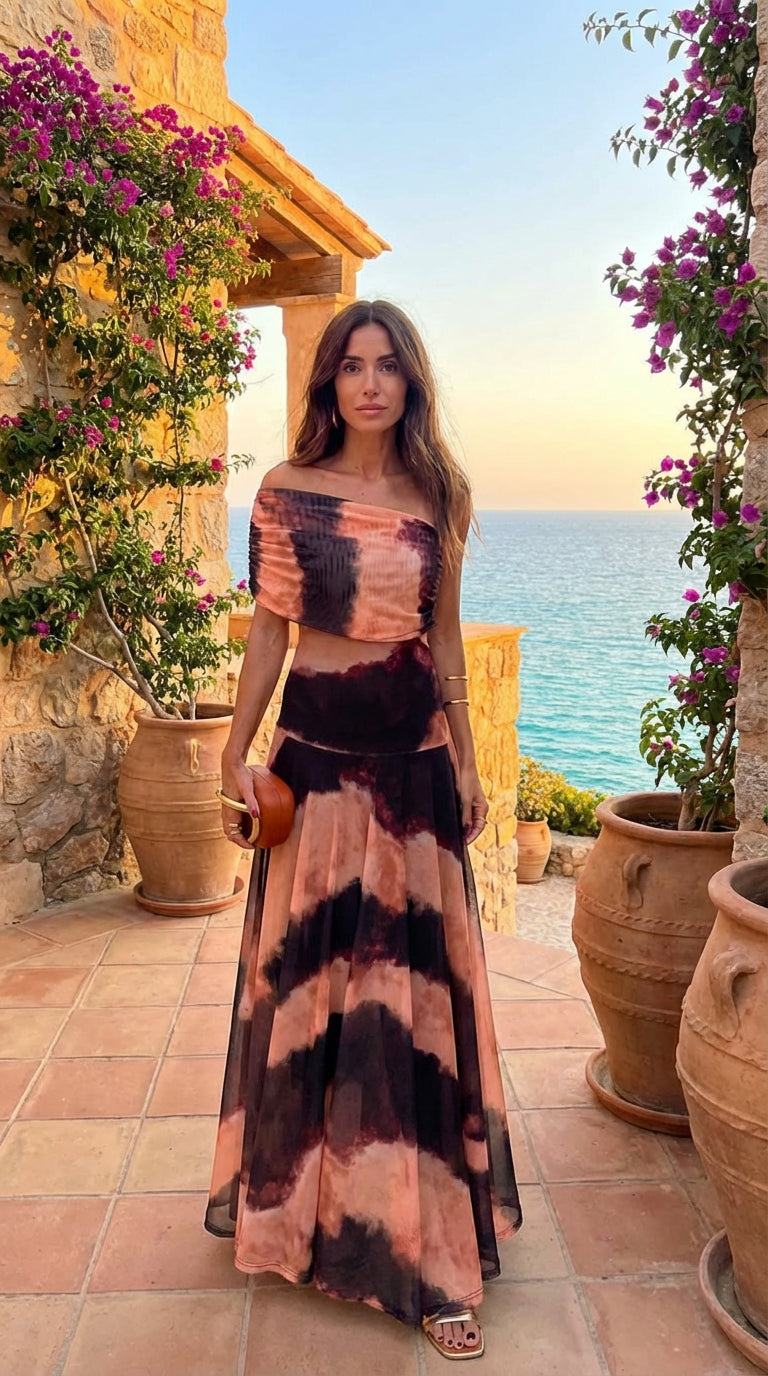 Orange and Brown Printed Toledo Dress