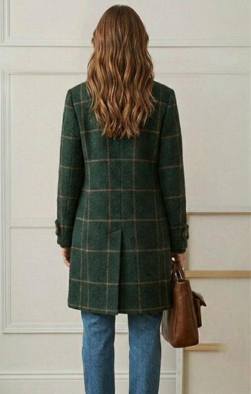 Judith™ | Long Tweed Plaid Coat