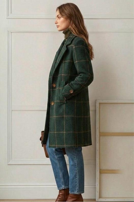 Judith™ | Long Tweed Plaid Coat