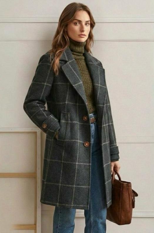 Judith™ | Long Tweed Plaid Coat