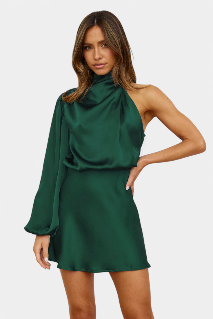 Mara One Shoulder Draped Mini Dress