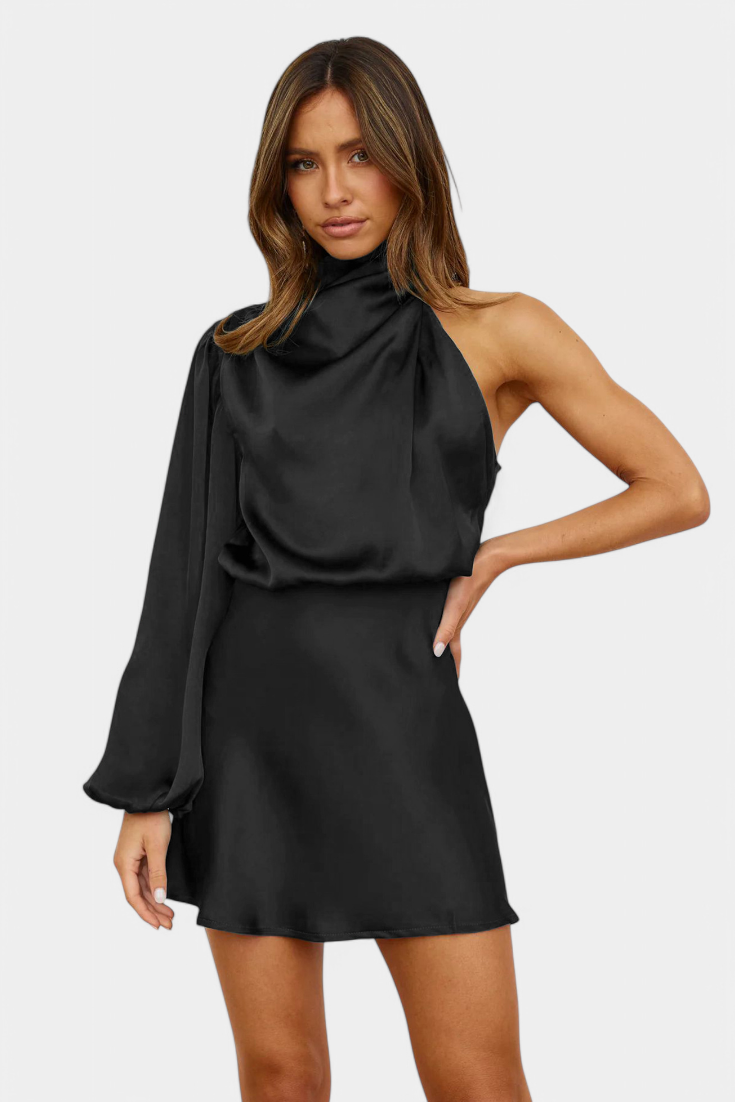 Mara One Shoulder Draped Mini Dress