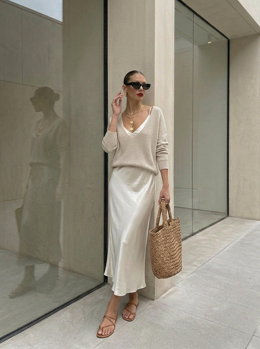 MIDI DRESS + SWEATER