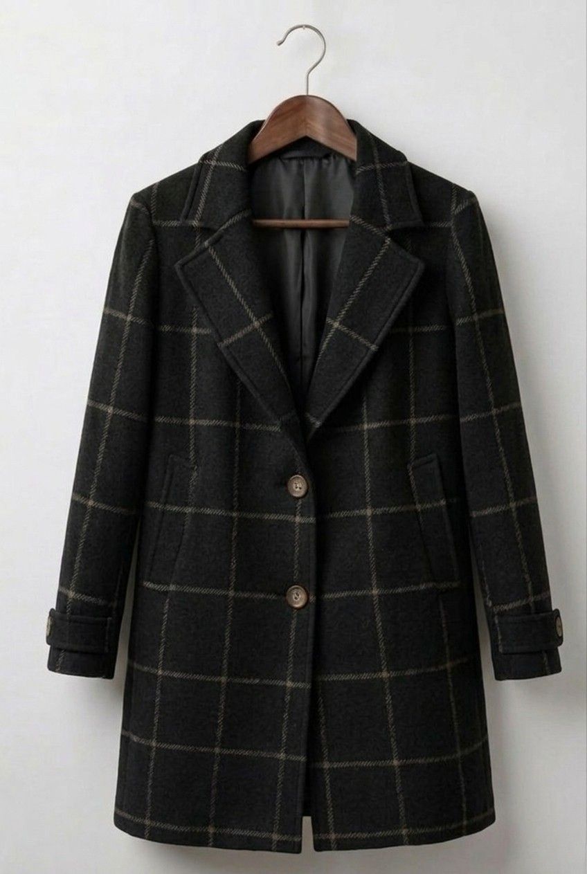 Judith™ | Long Tweed Plaid Coat