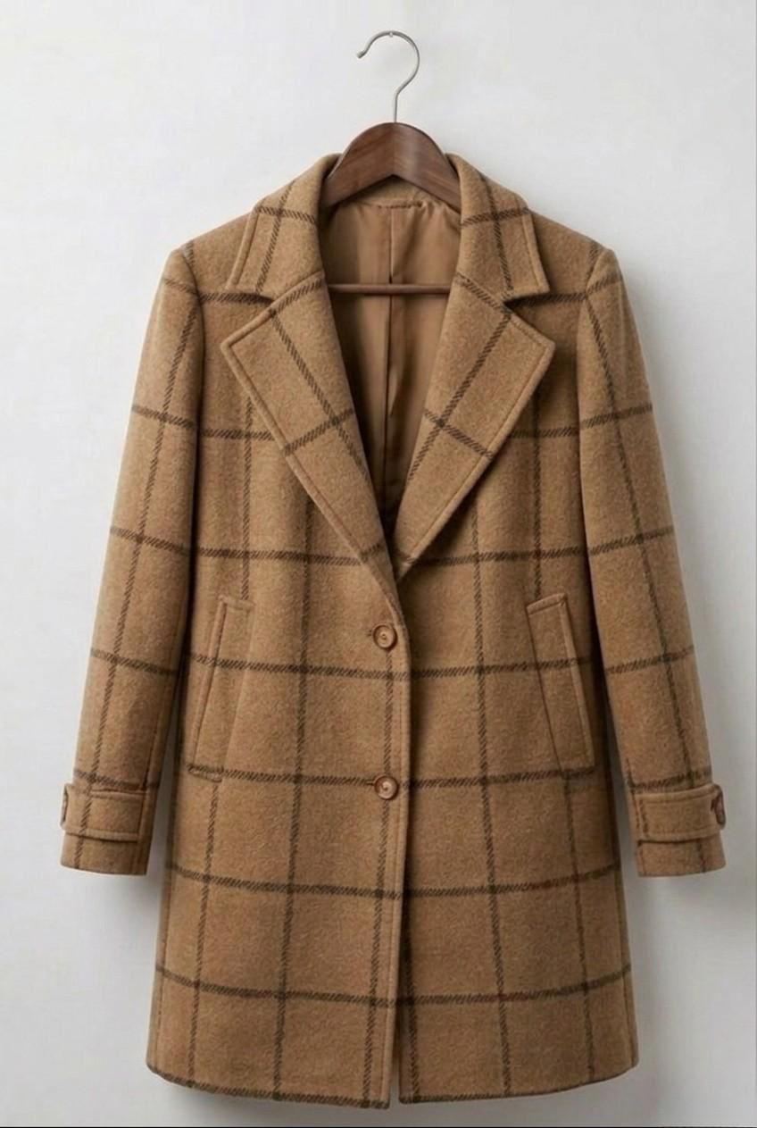 Judith™ | Long Tweed Plaid Coat